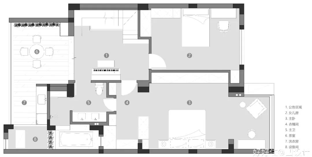 石材地板搭配原木家具,原木石材结构装修效果图