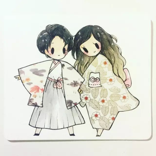 纸胶带做的小清新插画幼儿,胶带插画