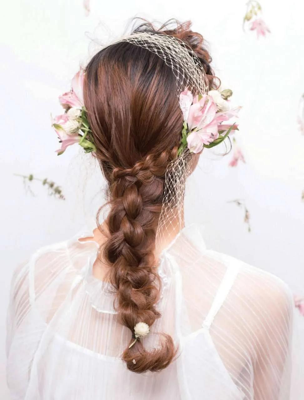 简单编发盘发新娘,新娘造型新手编发教程