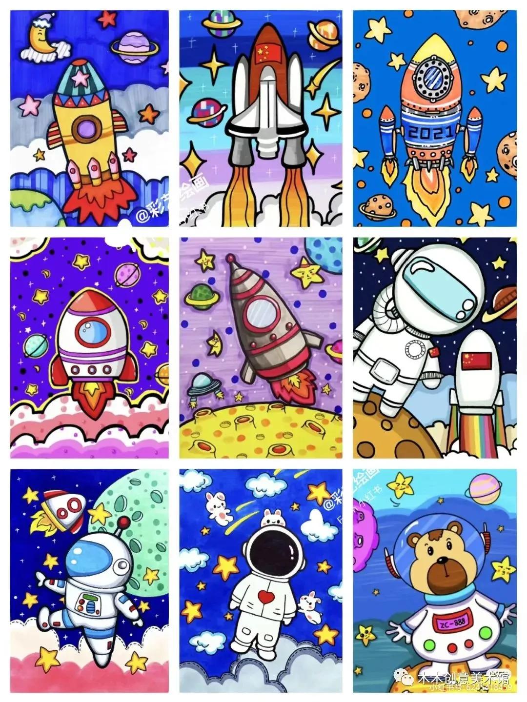 手绘临摹素材1000例马克笔儿童画,24色马克笔画画教程简单儿童