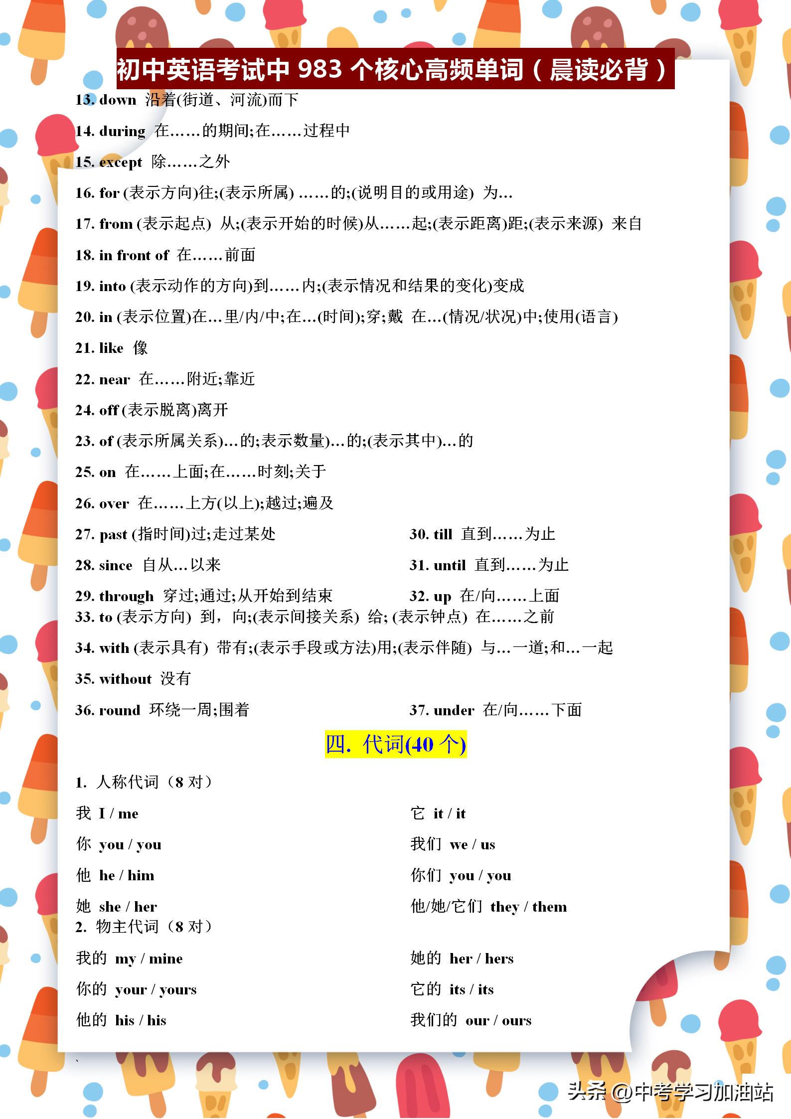 初中英语阅读考试中的高频词,小学初中考试高频英语单词