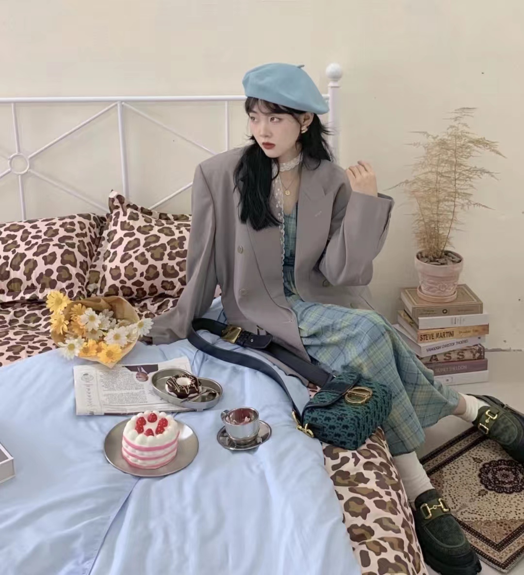 西装长裙搭配西装外套,西装外套配连衣裙气质高级感