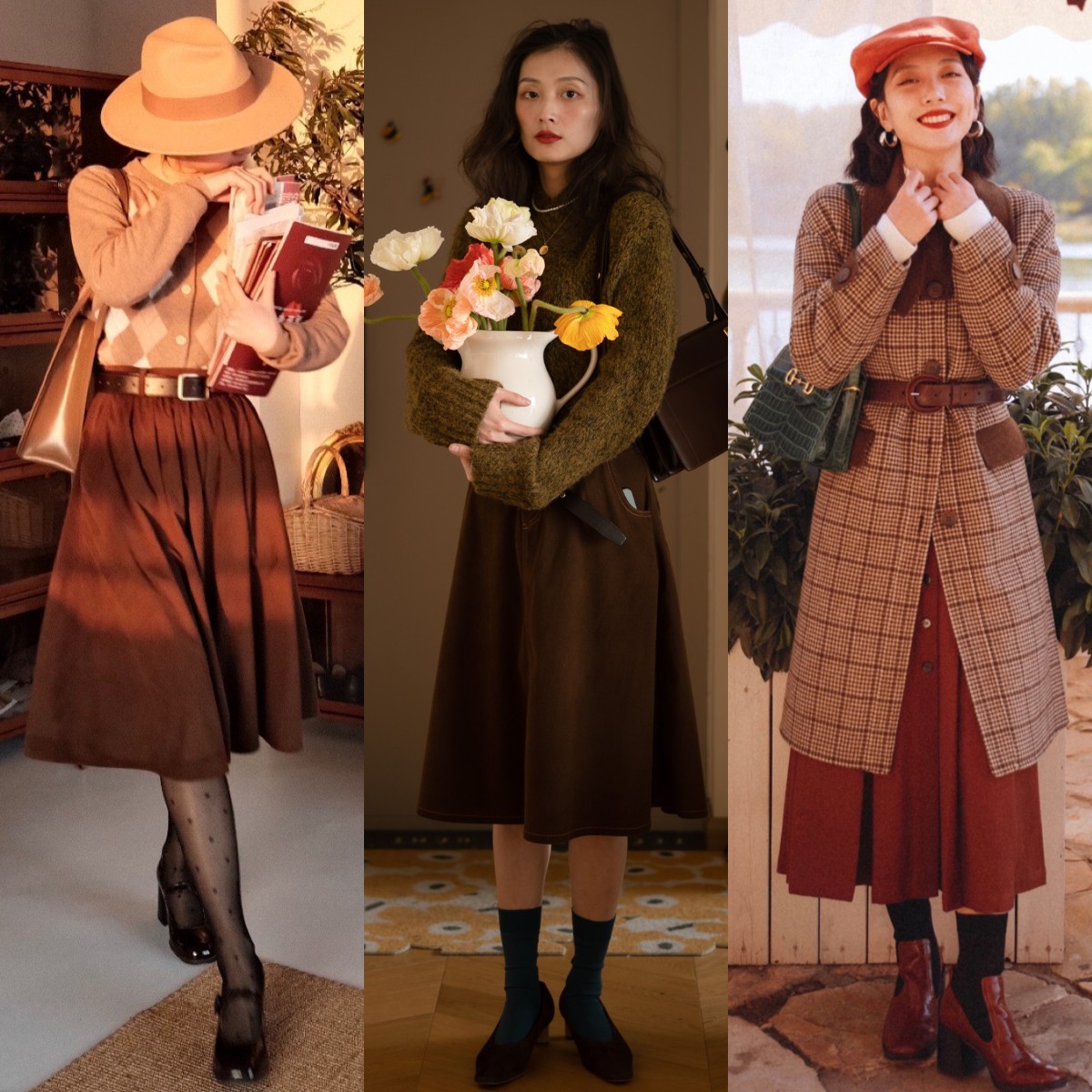 深秋半身裙中长款高级,半身裙上面配什么衣服深秋