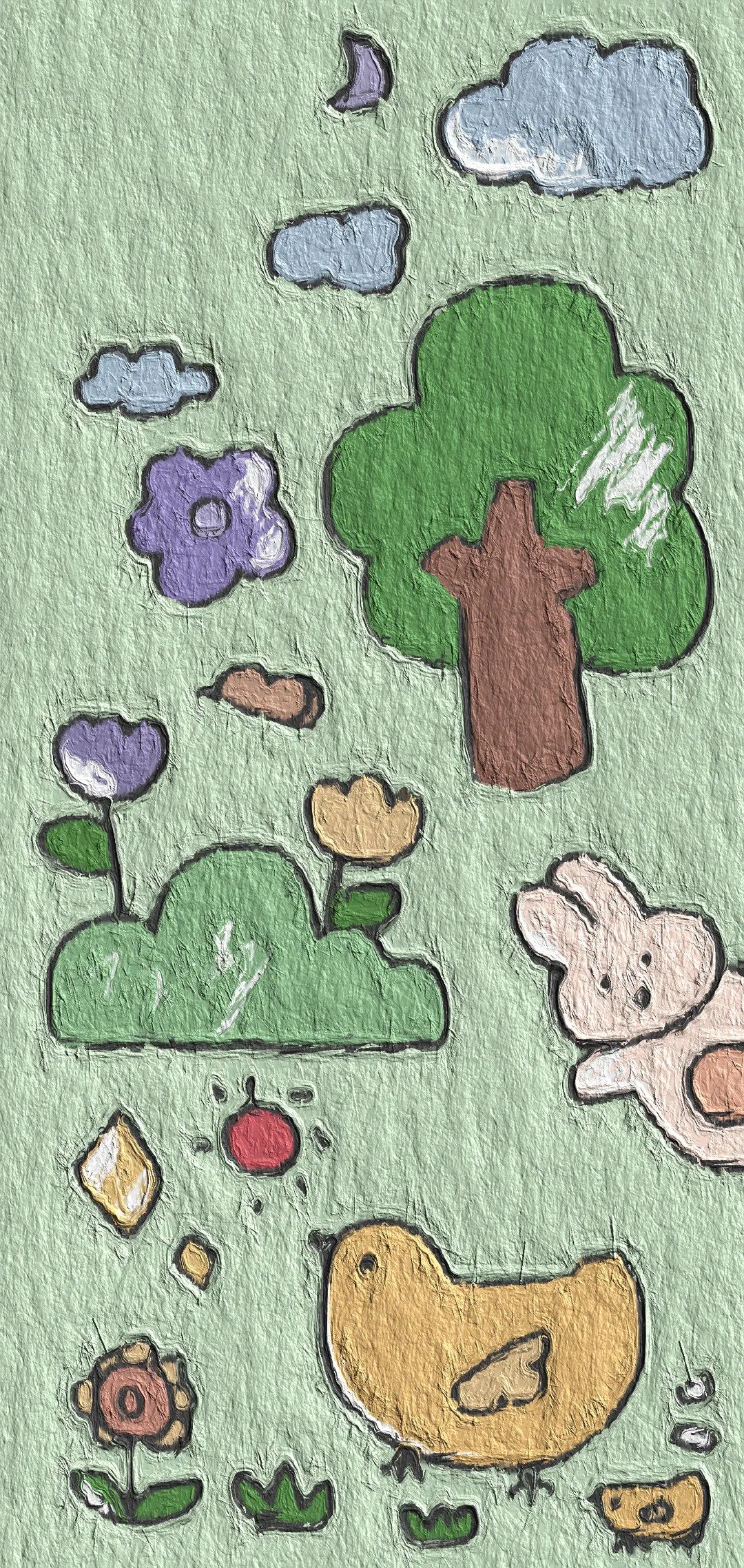 简约油画小可爱壁纸图文,海贼王卡通油画壁纸