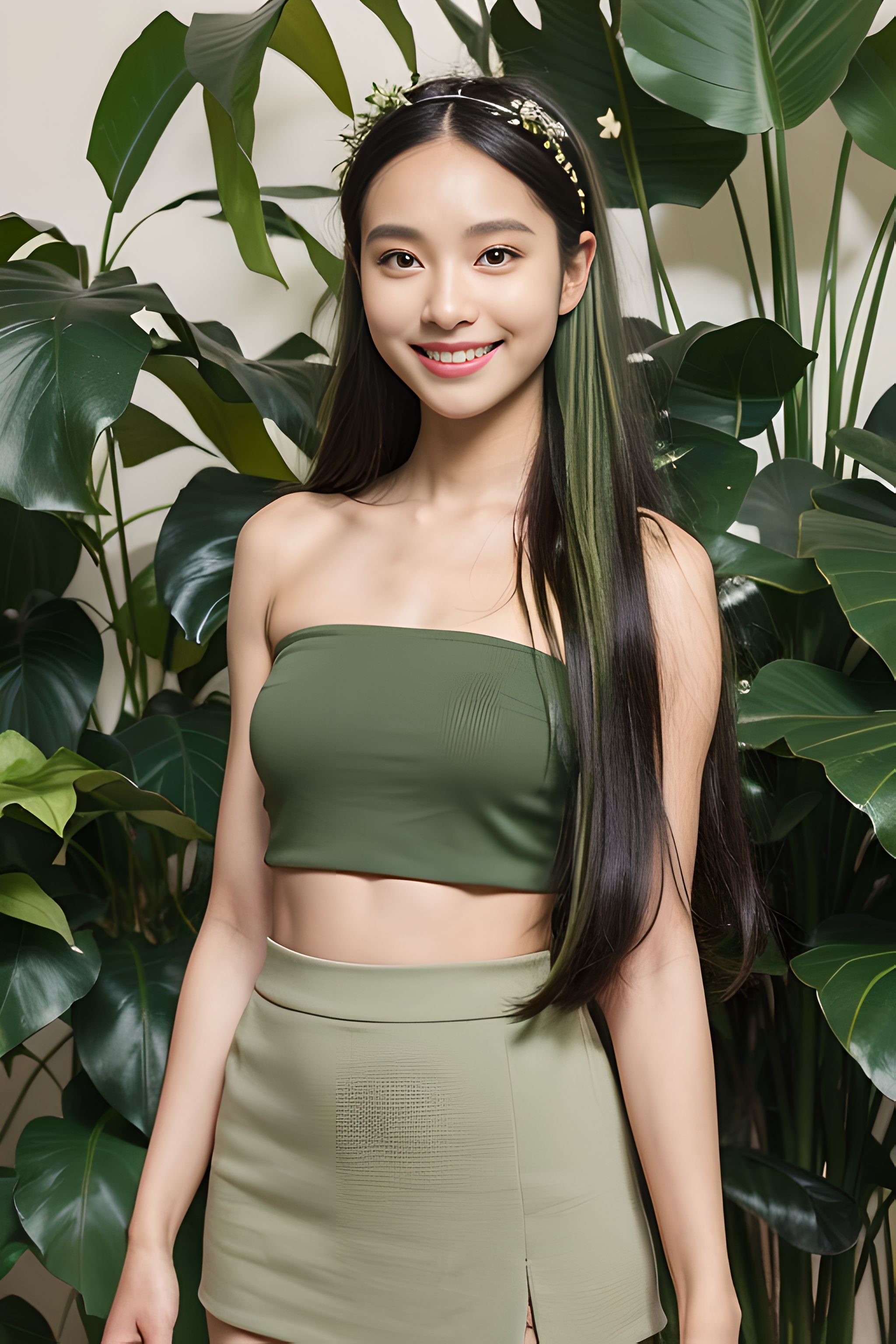 记得绿罗裙，处处怜芳草！绿头发，绿色迷你裙，绿出新芬芳！