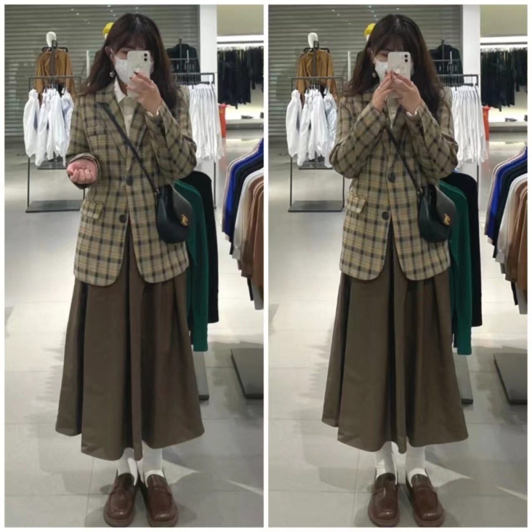 西装长裙搭配西装外套,西装外套配连衣裙气质高级感