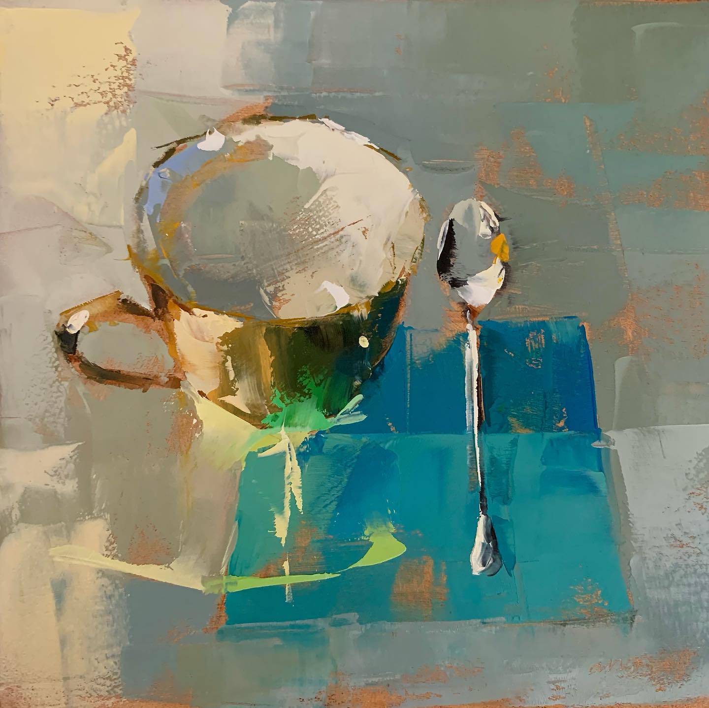 大色块静物油画,油画静物花卉色块