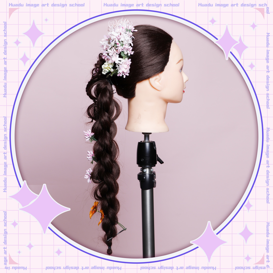 唯美学生编发教程,学化妆学美甲来花都