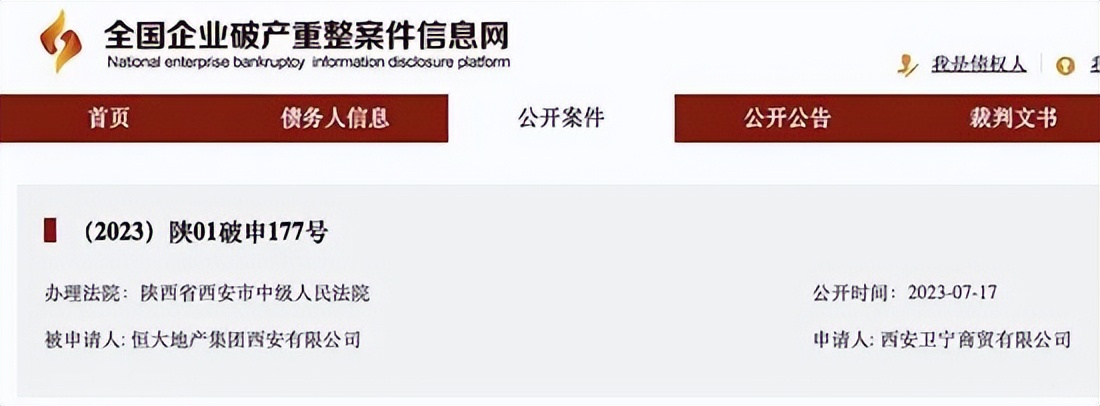 西安恒大房地产停工了吗,恒大西安公司被申请破产