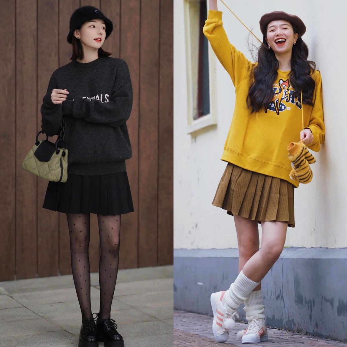 卫衣今年流行这样搭时髦又减龄,卫衣半裙秋天这样穿简直美爆了