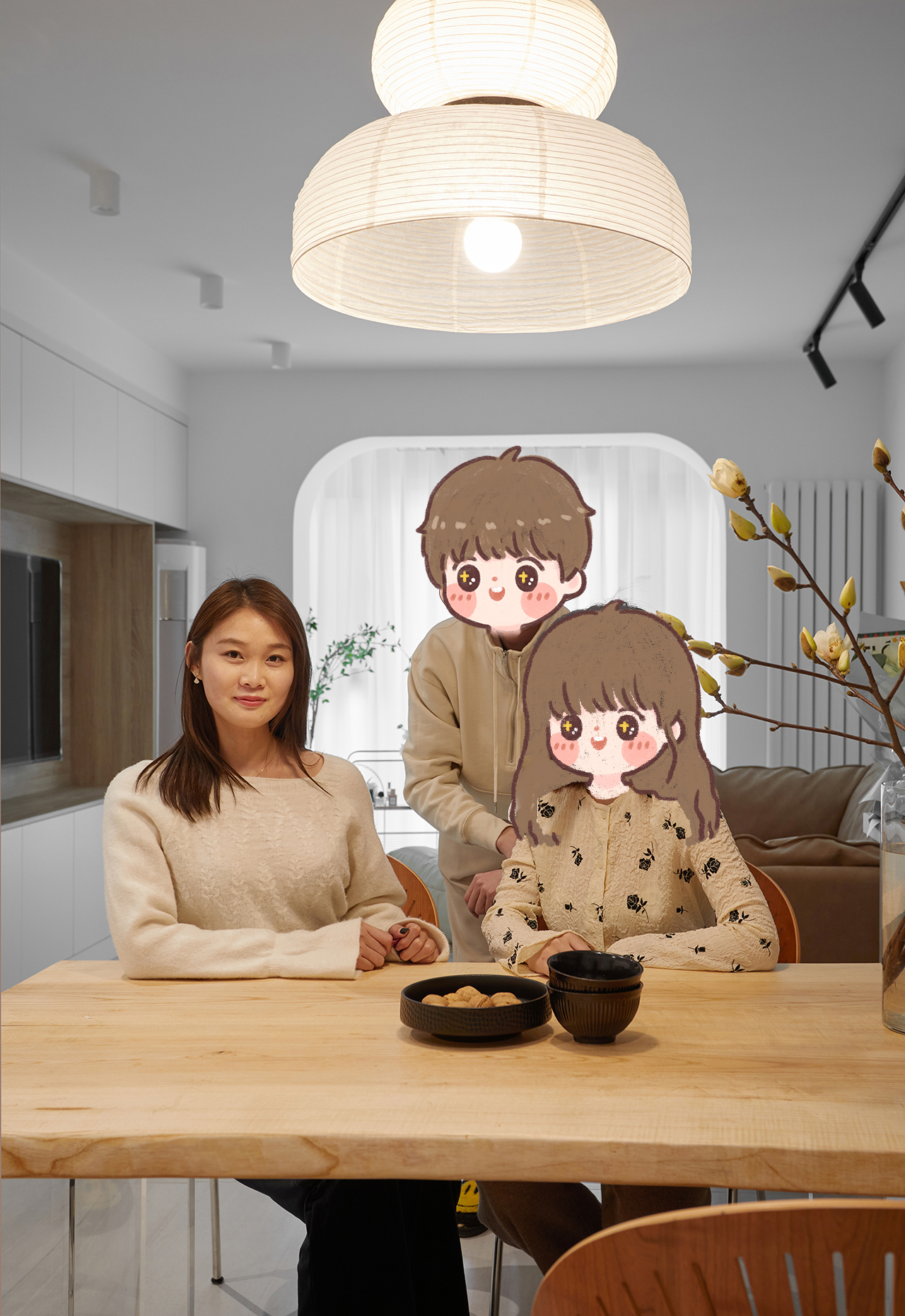 奶油白简约别墅,奶油白原木风小户型