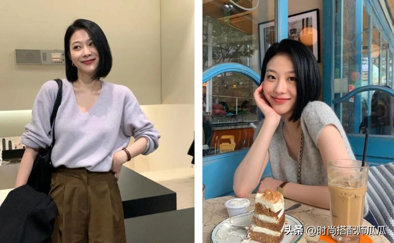 好看的减龄短发宋慧乔,宋慧乔表态发型的尽头是黑长直