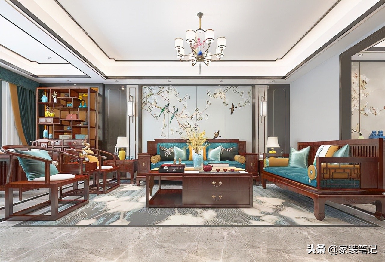 十大经典客厅设计,中式客厅吊顶效果图大全2021款