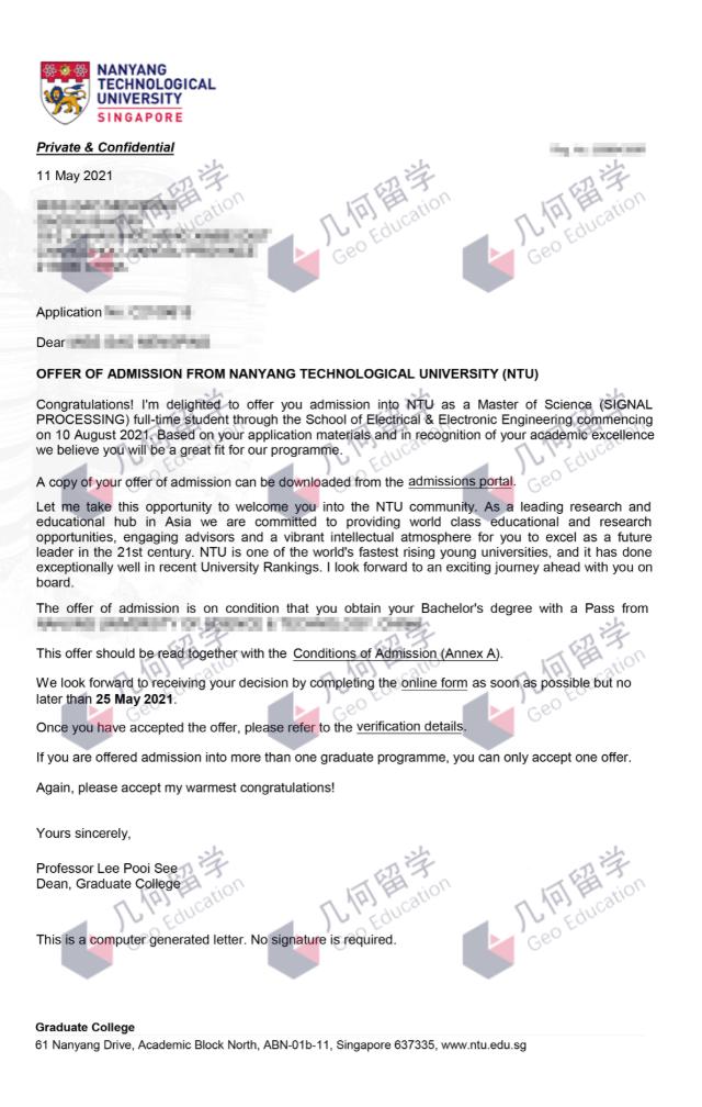 新加坡南洋理工大学硕士留学条件,南洋理工大学信号处理