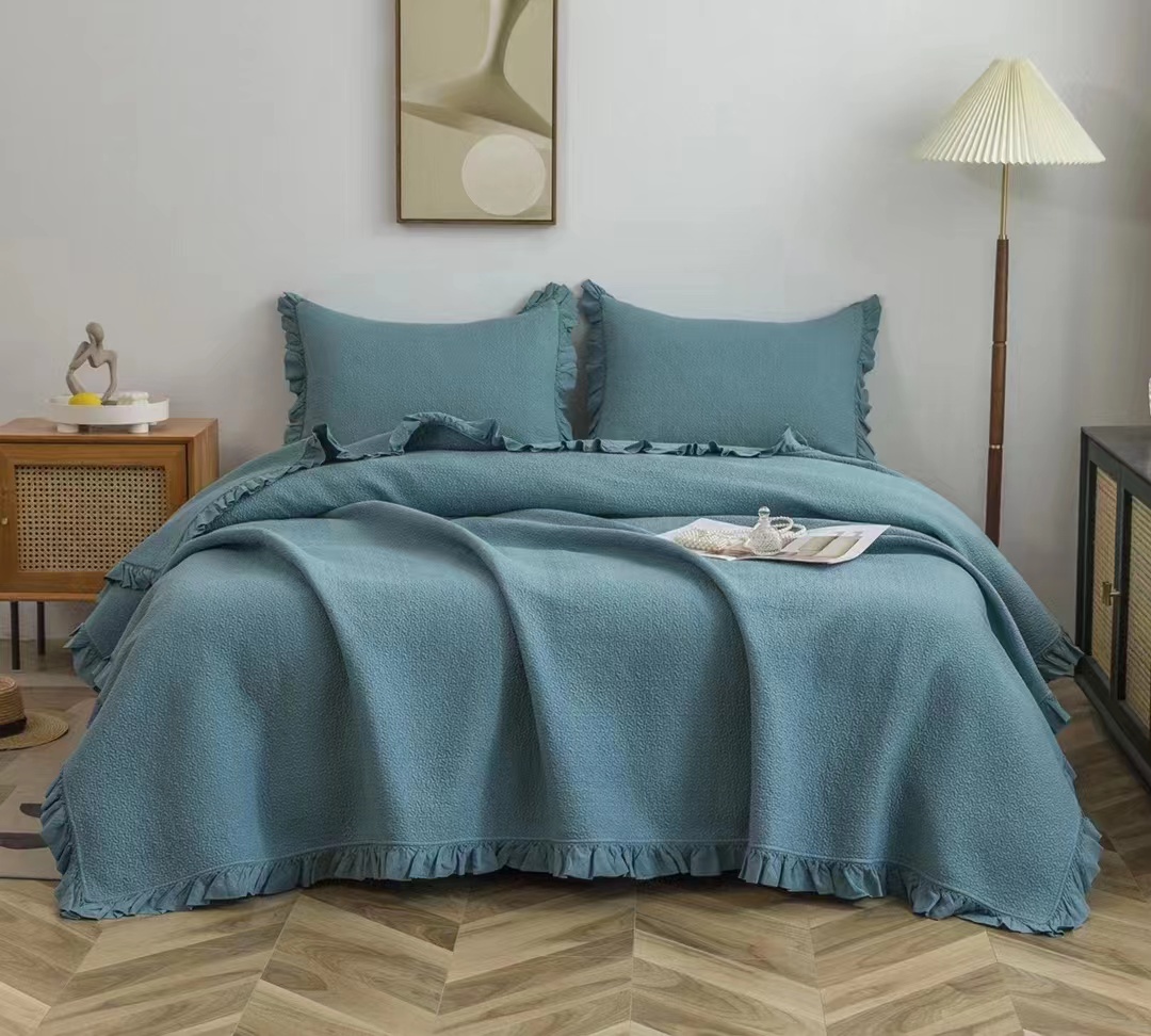 绗缝毯三件套,绗缝毯2.5米全棉