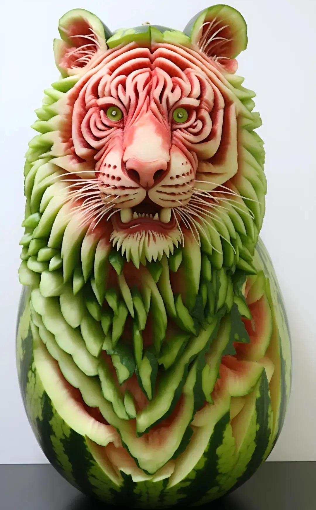 分享靓图赏片——小西瓜挖出来，刀功真的牛爆了。