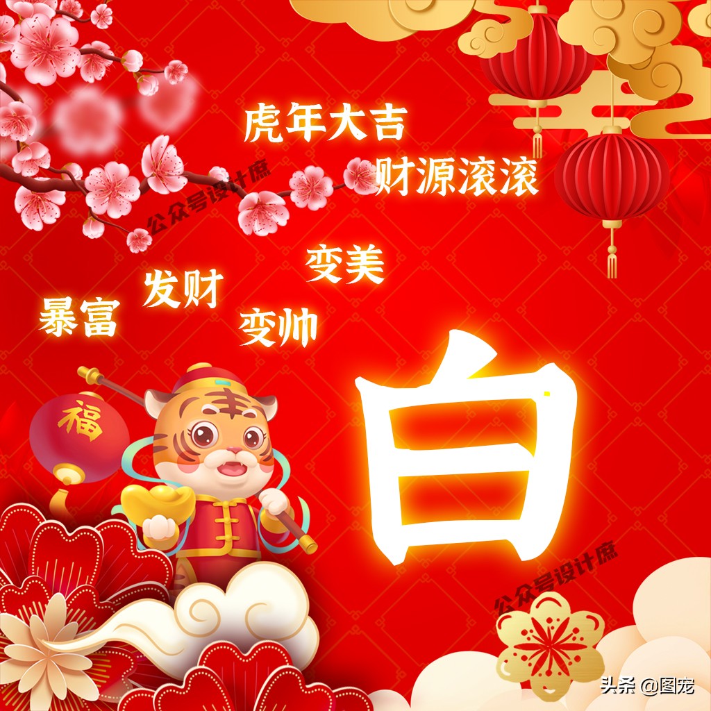 2023姓氏头像最新款虎年大吉,2022虎年姓氏头像好运霸气