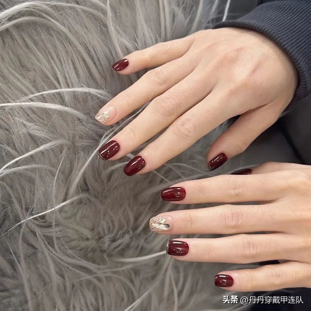 短款猫眼美甲显白黄黑皮图片,胖手显白美甲夏季黄黑皮短甲