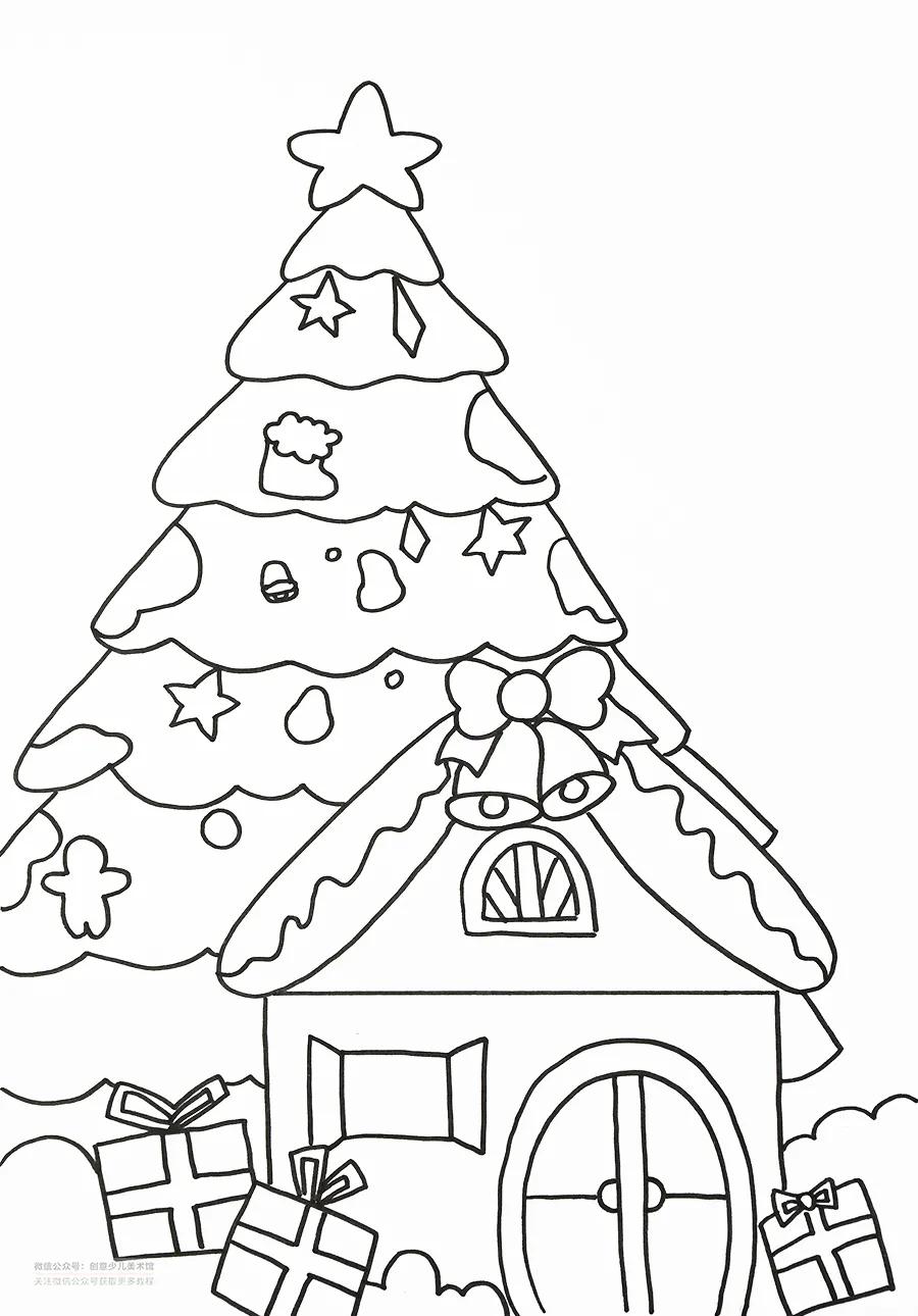 儿童画教程｜圣诞节主题美术课程《美丽的圣诞小屋》