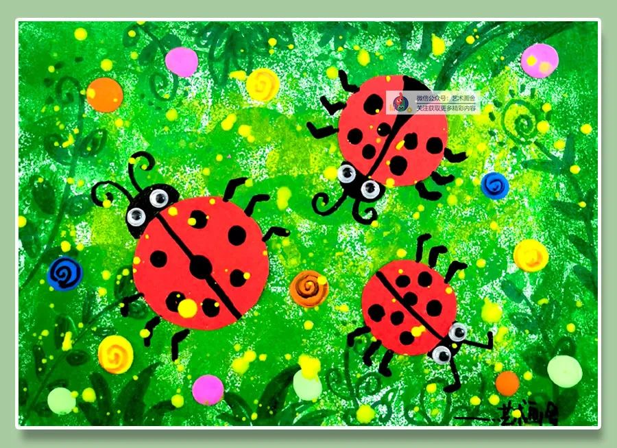七星瓢虫儿童画创意画,七星瓢虫绘画儿童画