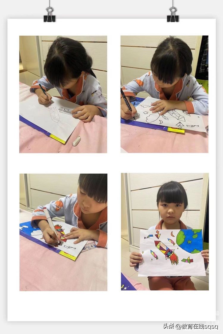 七巧板拼图美丽校园,七巧板拼贴画一年级