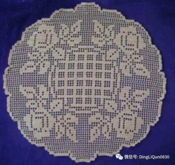 针织钩花小桌布,毛线编织钩花桌布图案