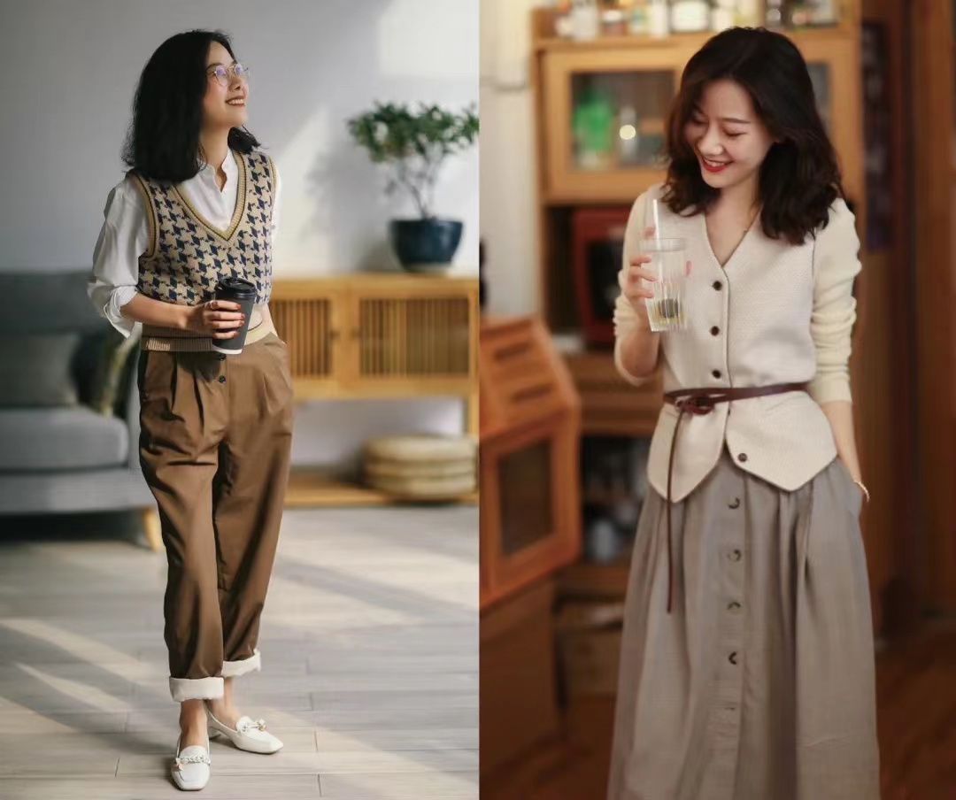 叠穿马甲长款针织可爱,秋季叠穿洋气马甲