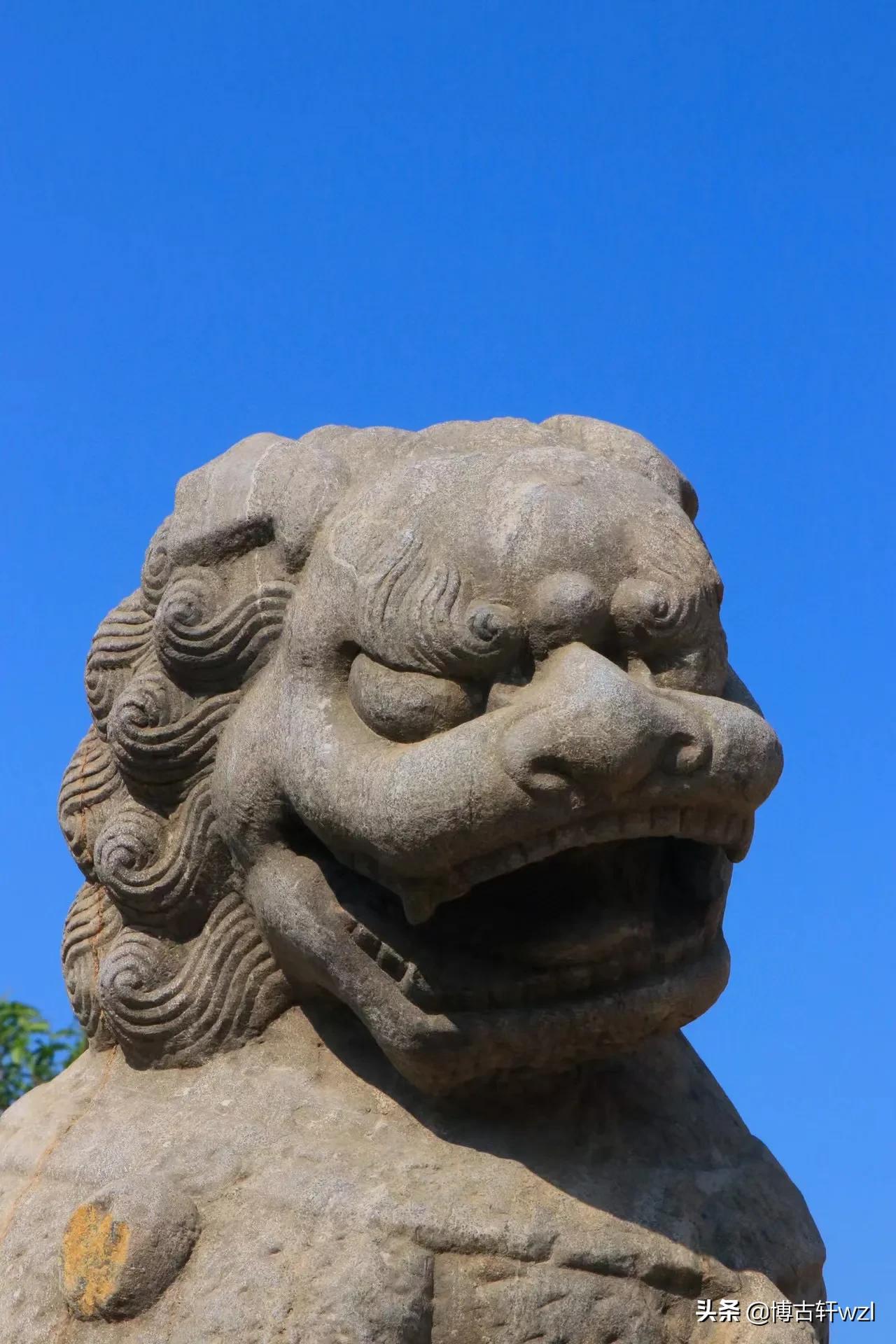 庭院看门石墩,青石看门麒麟