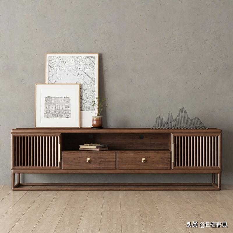 新中式电视柜两边放什么最好,新中式电视柜款式效果图