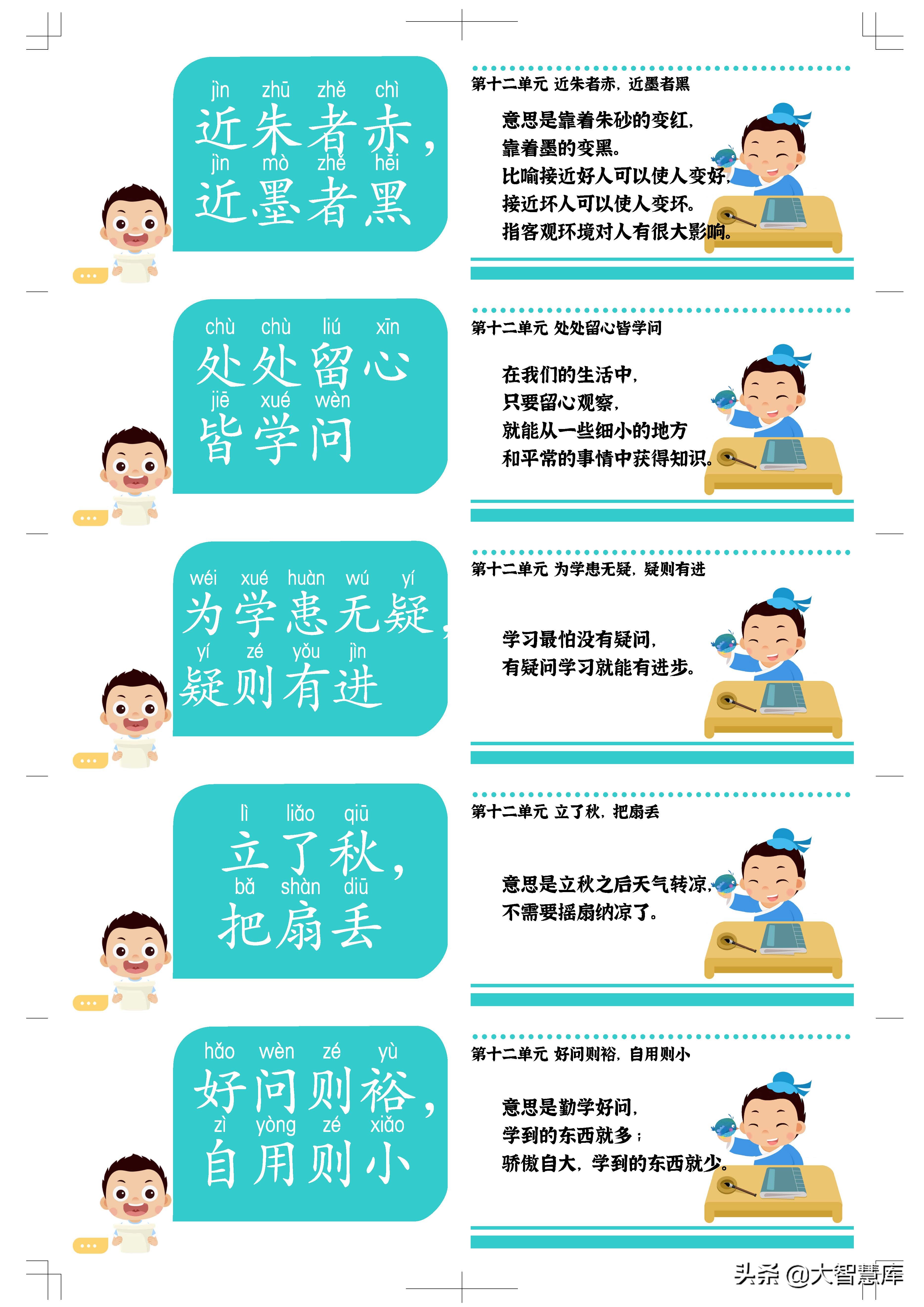 语文老师亲手整理绘制谚语小古文240句卡片，深受全班同学喜爱