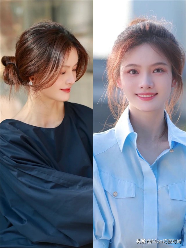 圆脸适合的短扎发,圆脸怎么扎发减龄有气质