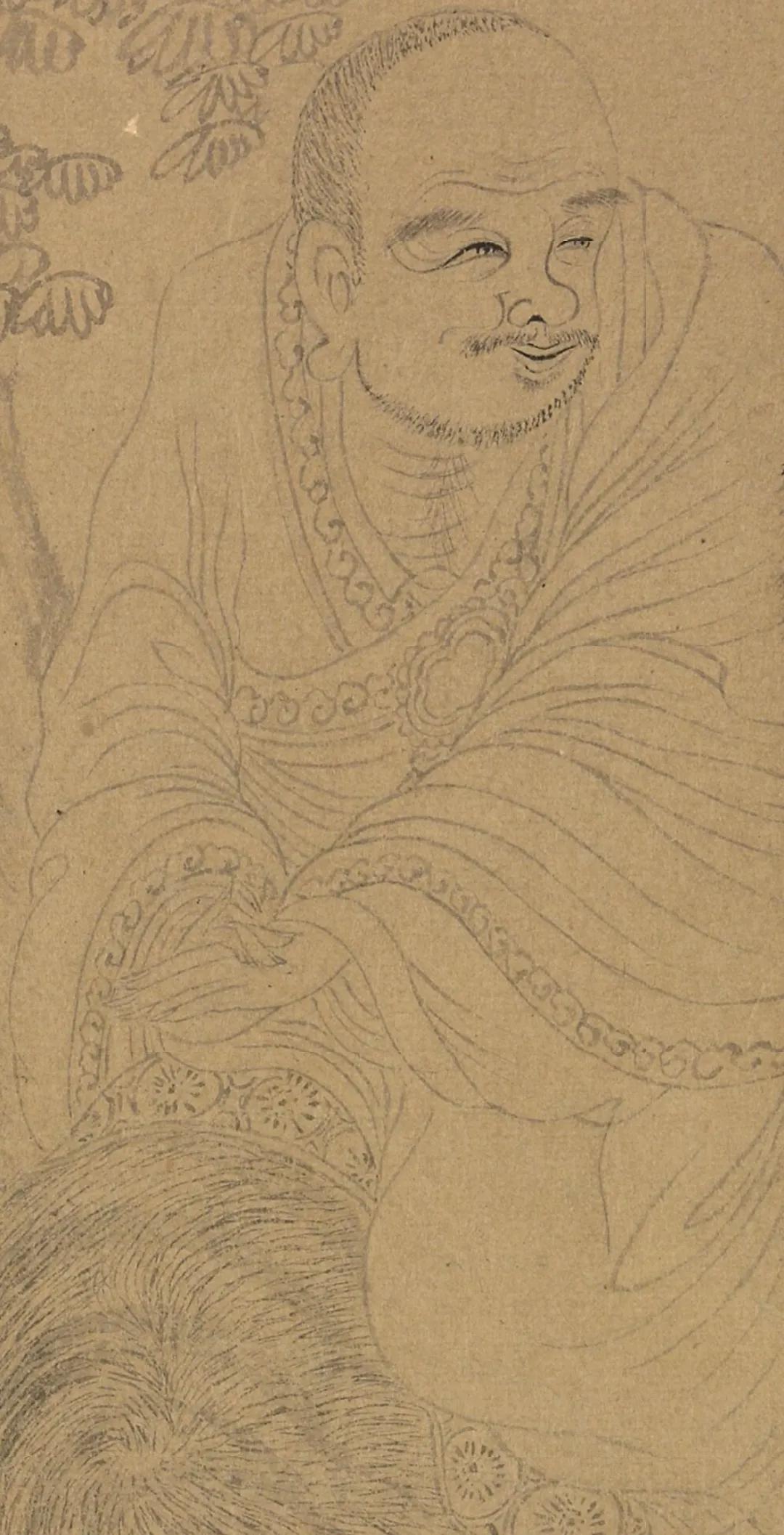 白描十八罗汉图片高清大图,清李公麟白描十八罗汉图