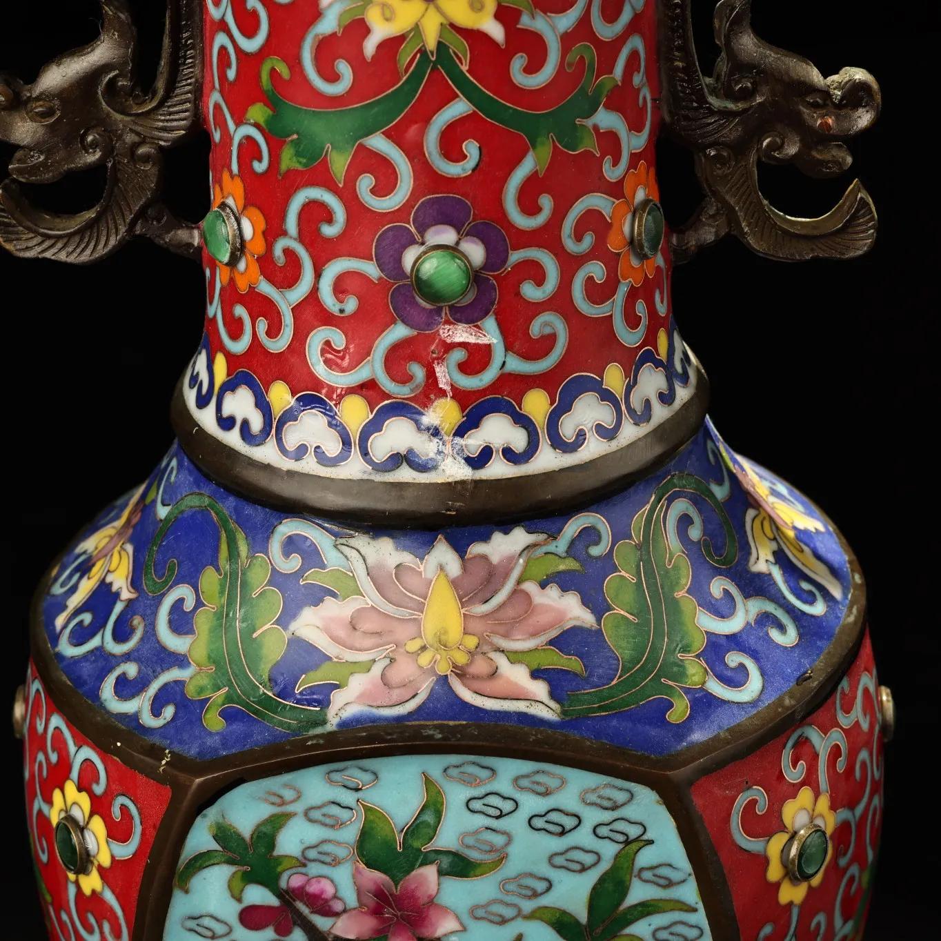 清末掐丝珐琅花瓶欣赏,大清乾隆年制掐丝珐琅花瓶图片