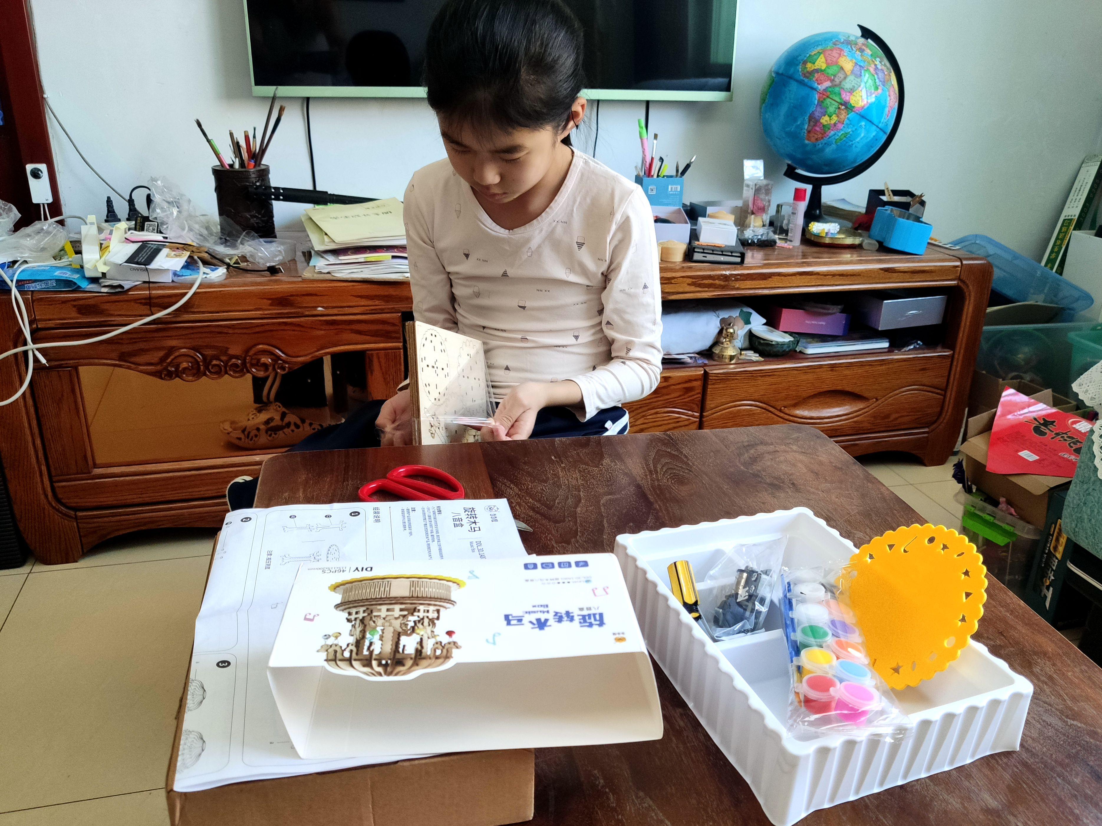 旋转木马八音盒简单,手工旋转木马八音盒