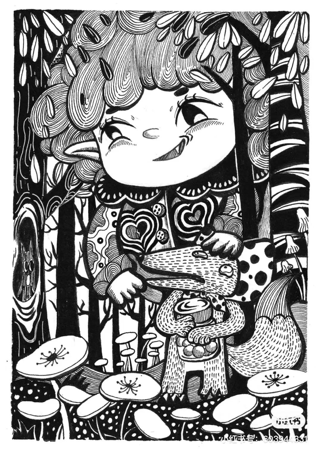 针管笔画线条练习,针管笔黑白装饰画线描