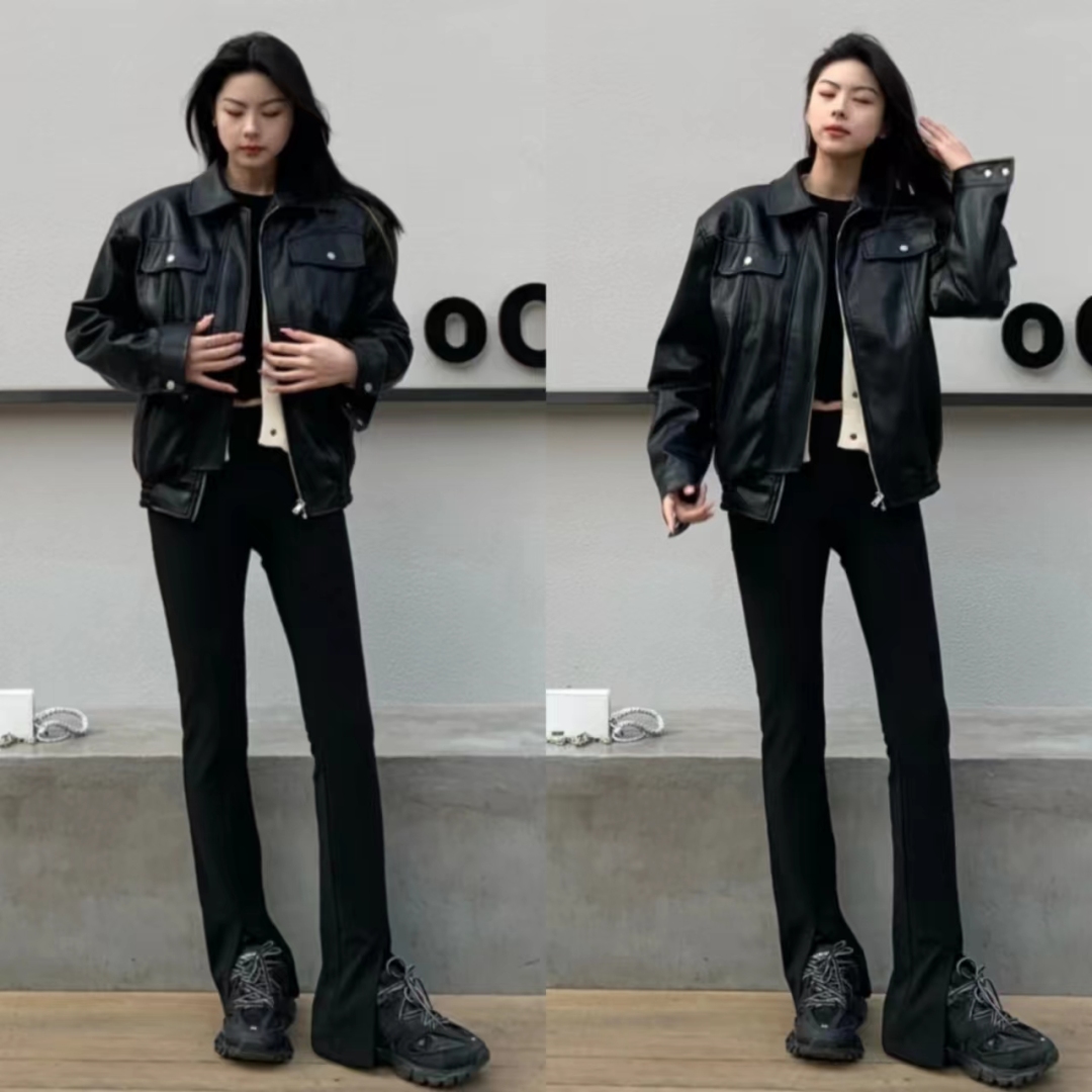 冬季黑色皮衣穿搭图片大全男,洋气黑色皮衣套装10岁