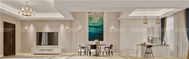 璀璨云堤极简风格装修效果图,世纪海岸轻奢装修案例图