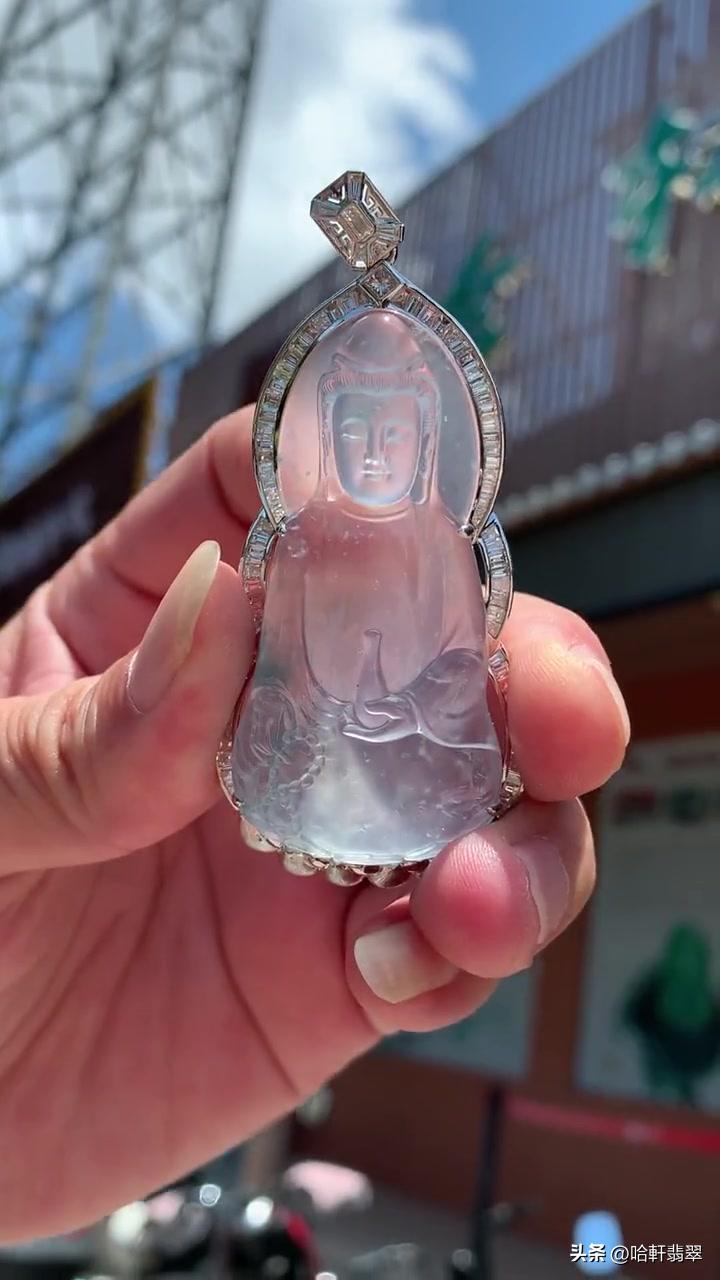 莫西沙翡翠观音成品,莫西沙场口的正装观音