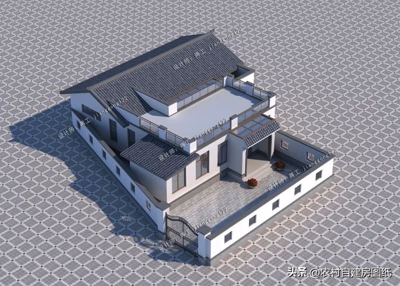 农村一层别墅取暖设计,农村自建房带堂屋烤火房新中式