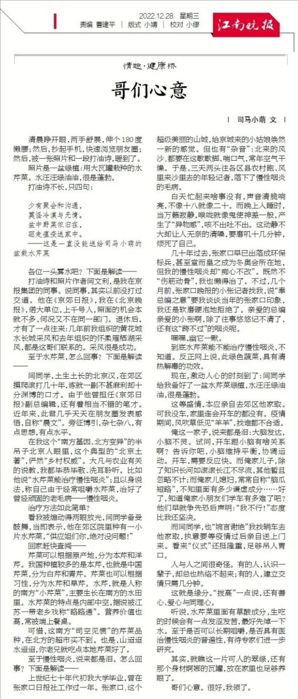 萌萌细语｜准备为我治咽炎，哥们用大瓦罐栽种水芹菜