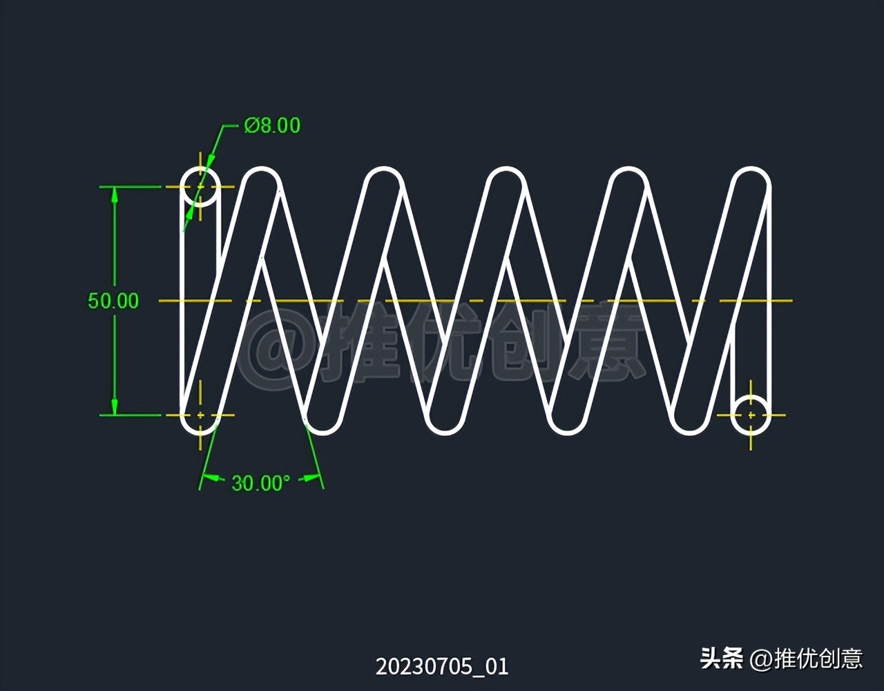 使用追踪定位、复制阵列绘制弹簧工程制图autocadcad教程CAD习题