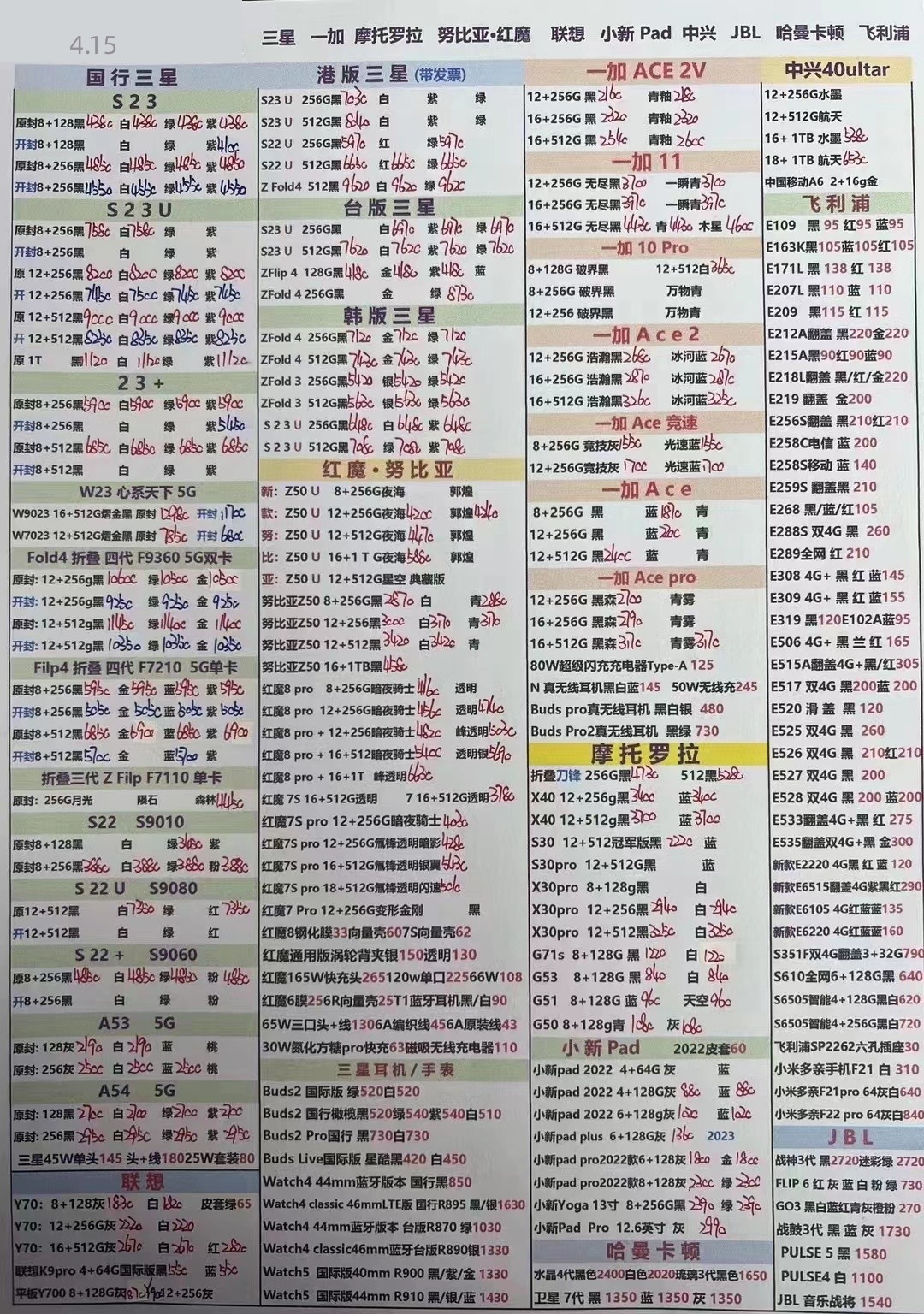 2023年12月手机批发价格一览表,华强北远望手机市场批发报价单