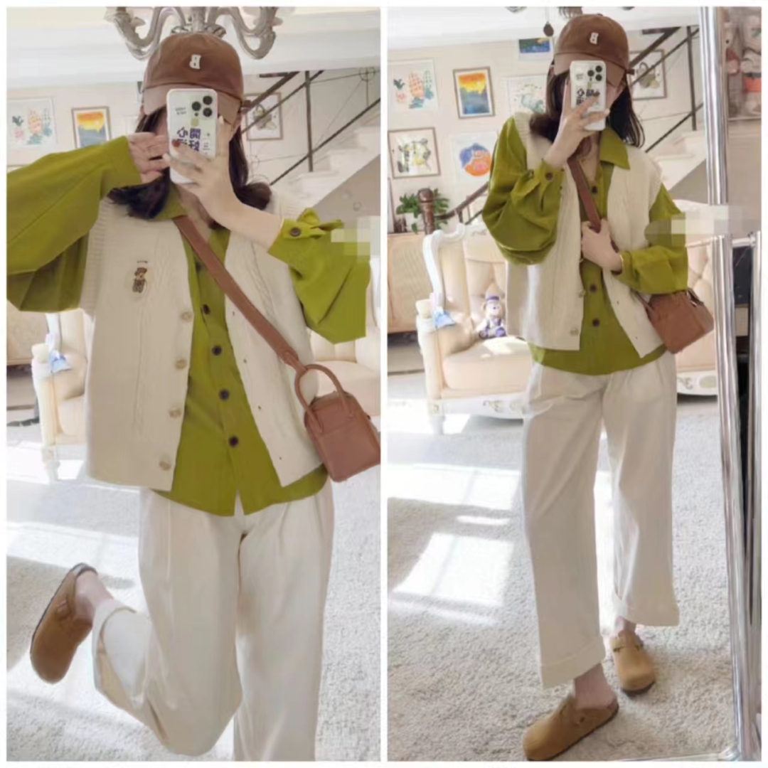 外穿洋气马甲搭格子衬衣,衬衫马甲叠穿什么外套