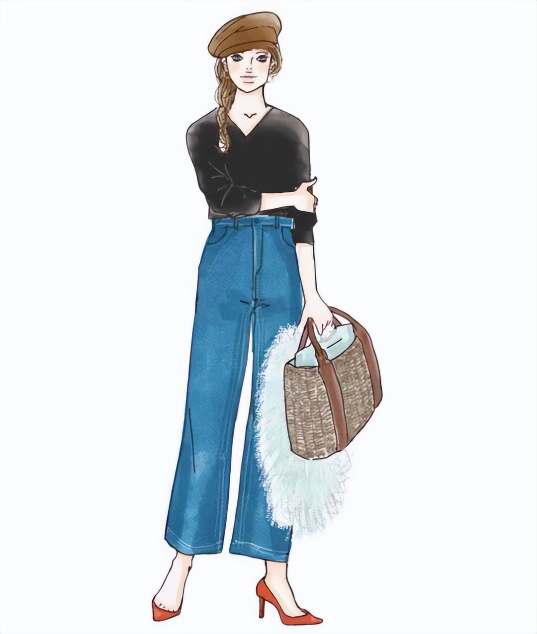 四种不同风格的穿搭手绘,日系手绘风格穿搭