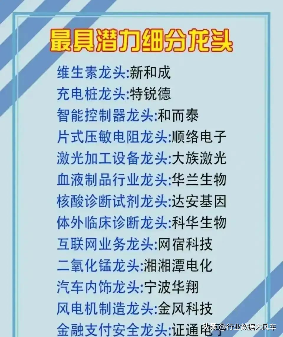 创业板细分龙头股一览表,值得关注的行业龙头