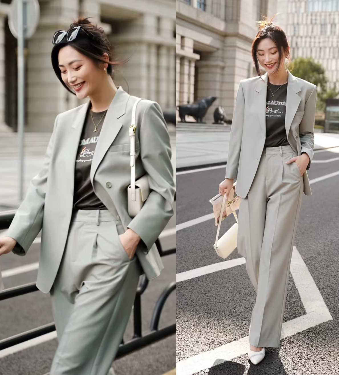 春秋季节小西装牛仔裤搭配,春天穿小西装牛仔裤