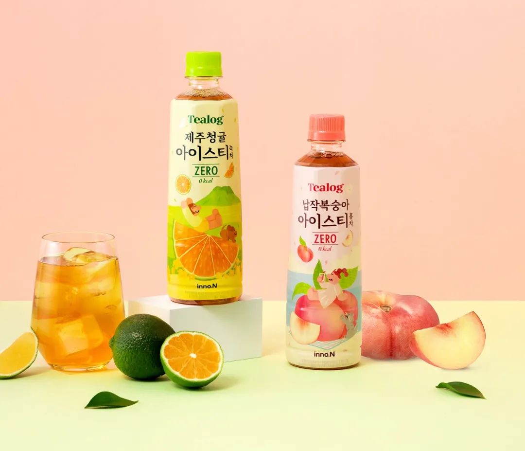 包装|TealogIcedTea韩国济州绿橘绿茶冰茶和扁桃红茶冰茶包装
