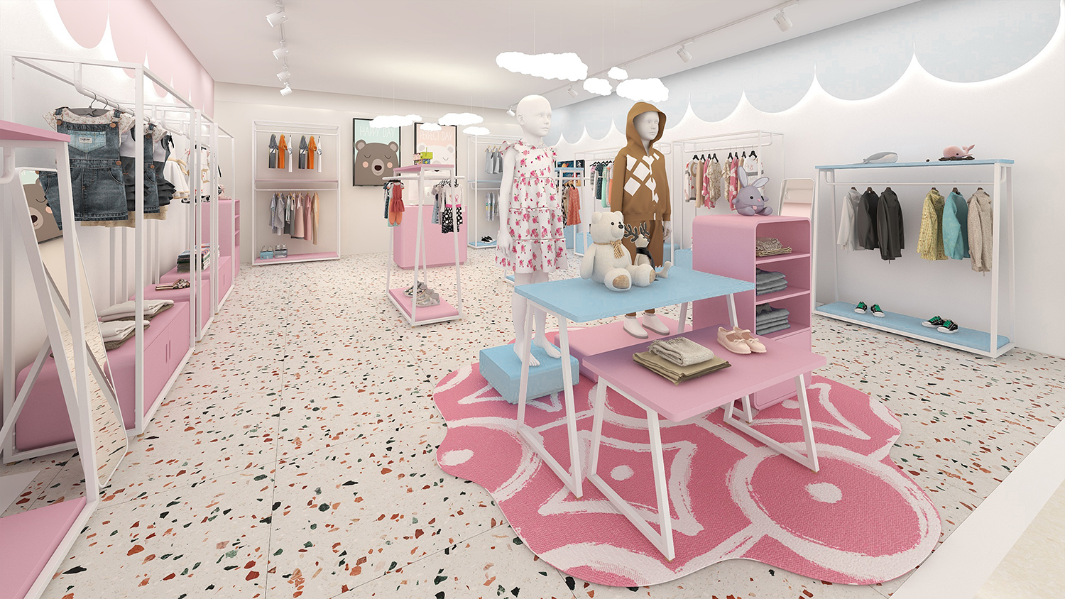 儿童服装店冬天怎么陈列,童装服装超市陈列摆设技巧