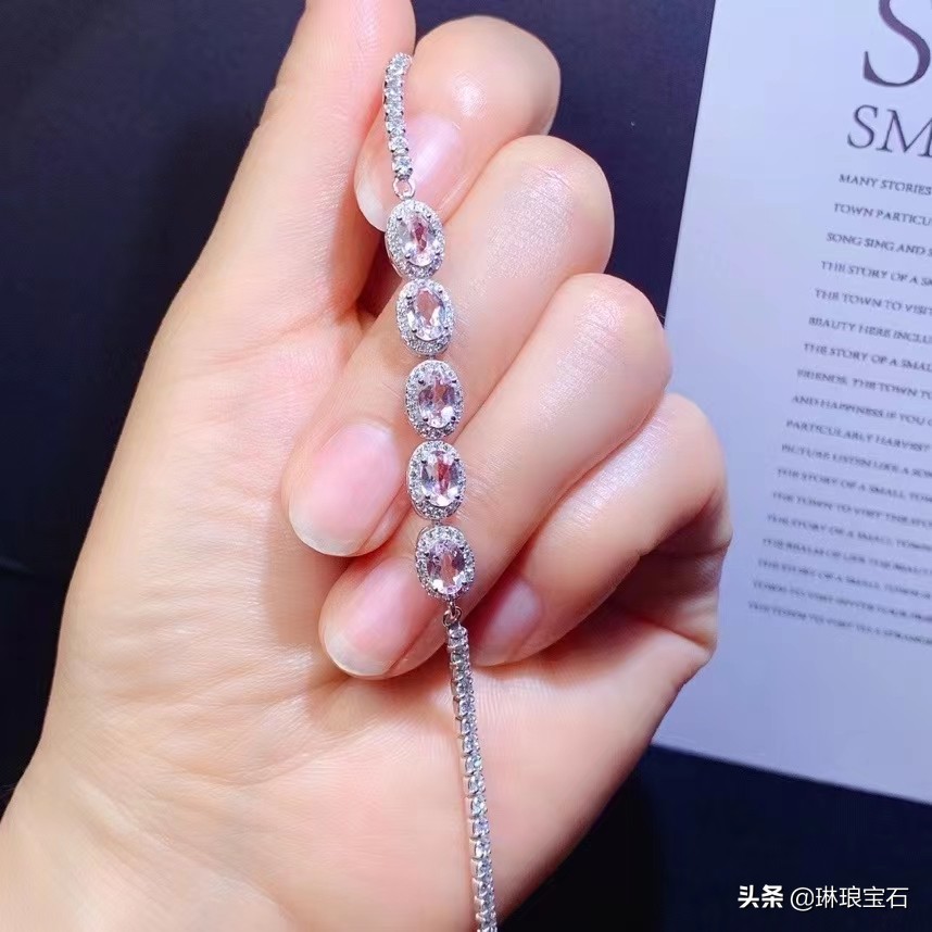 7-8mm高品质摩根石单圈手链,925银合成锆石手链星月ins小众