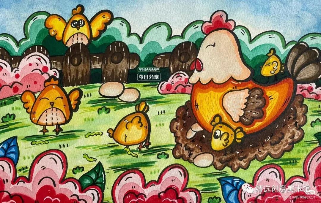 马克笔画儿童故事插画图,儿童简单马克笔绘画创意3-6岁